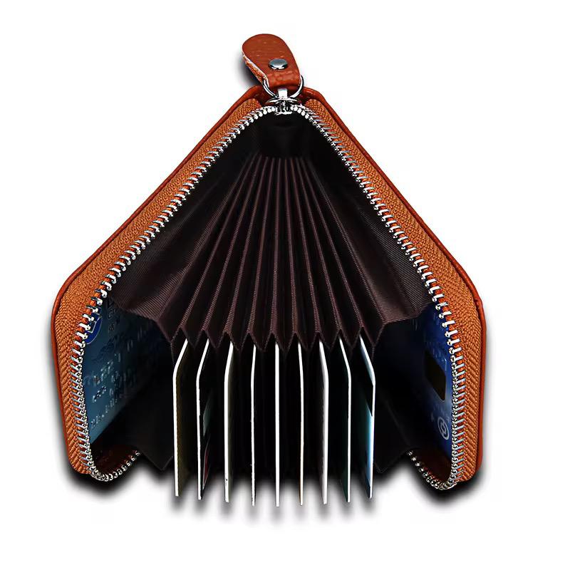 Leather Zip-Around Card Holder Wallet | RFID Blocking & Multi-Slot Design